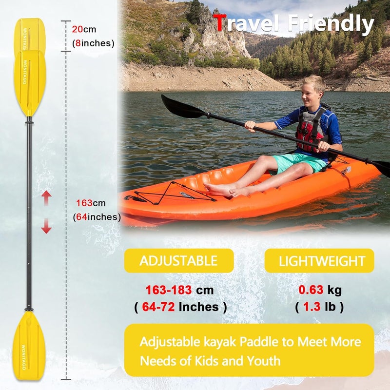 WONITAGO Kayak Paddles for Kid with Aluminum Shaft and PP Blade, Floating Kayaking Oars for Youth and Junior, Adjustable 163-183cm/64-72 Inches - Image 5